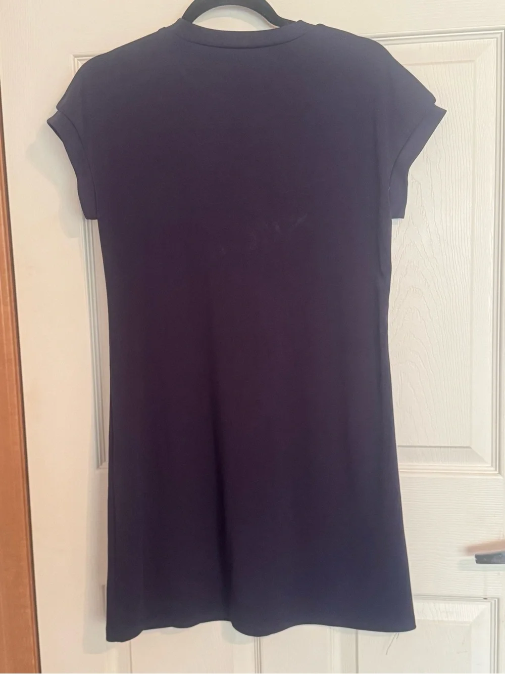 Navy Short-Sleeve Kids Dress with Accent Buttons